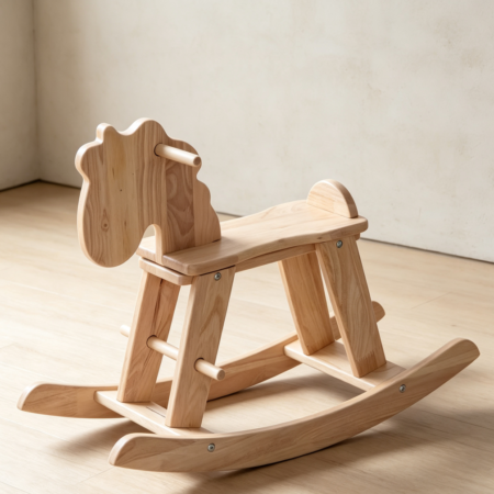 Natural Solid Rubber Wood Rocking Horse Ages 3-6 Vintage