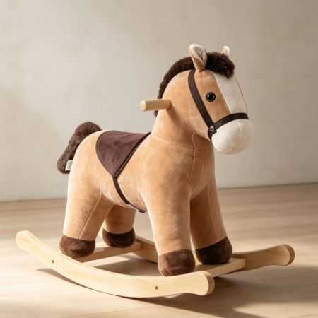 Light Brown Plush Pony Rocker with Realistic Sound 18M+