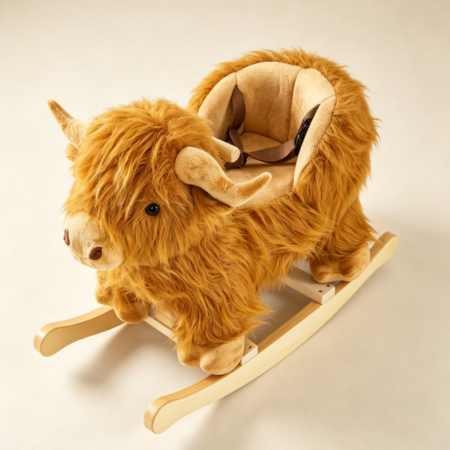 Highlander Cow Plush Rocking Horse Ages 1+