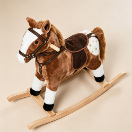 Brown Plush Rocking Horse with Realistic Sounds