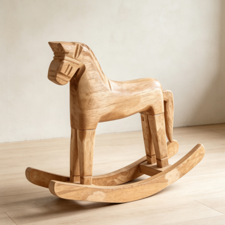 Small Vintage Wooden Rocking Horse Figurine 7x2.3x7 Inch
