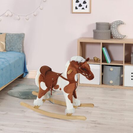 Brown Plush Horse Rocker with Nursery Rhyme Music